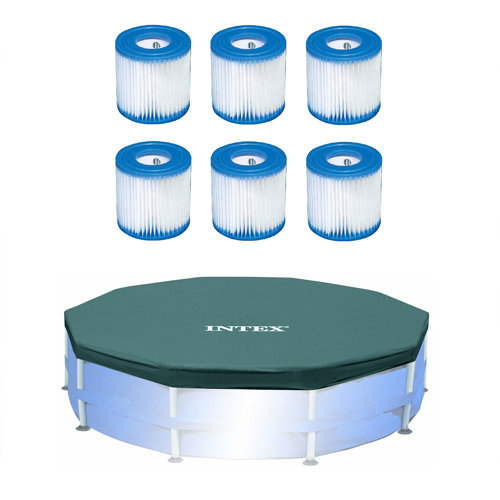 Intex Pool Filter (6 Pack) With Intex 10Foot Round Above Ground Pool